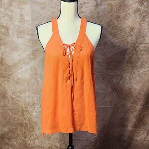 Orange Lace-Up Tank Top